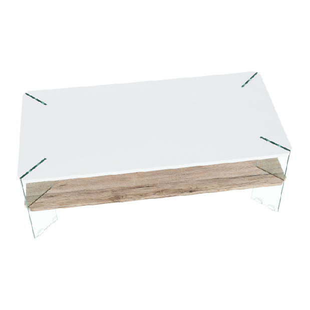 Konferenční stolek Mabilo (bílý lesk + dub sonoma)