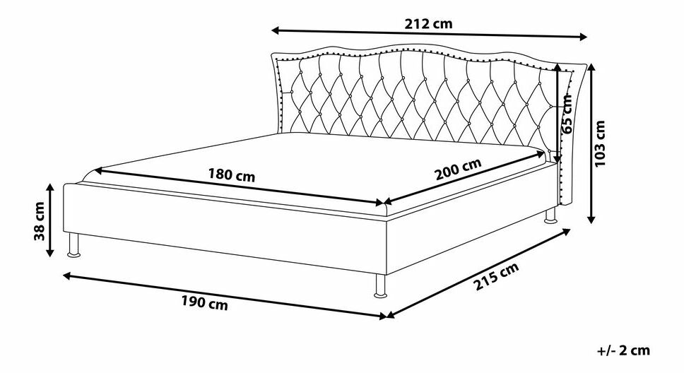 Manželská postel 180 cm MATH (s roštem) (šedá)