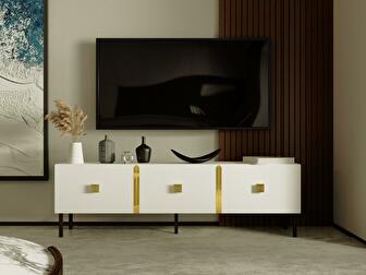 TV stolek/skříňka Sodole (bílá + zlatá)