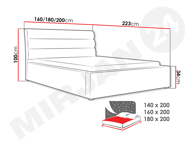 Manželská postel 180 cm Exorim (s roštem) *výprodej