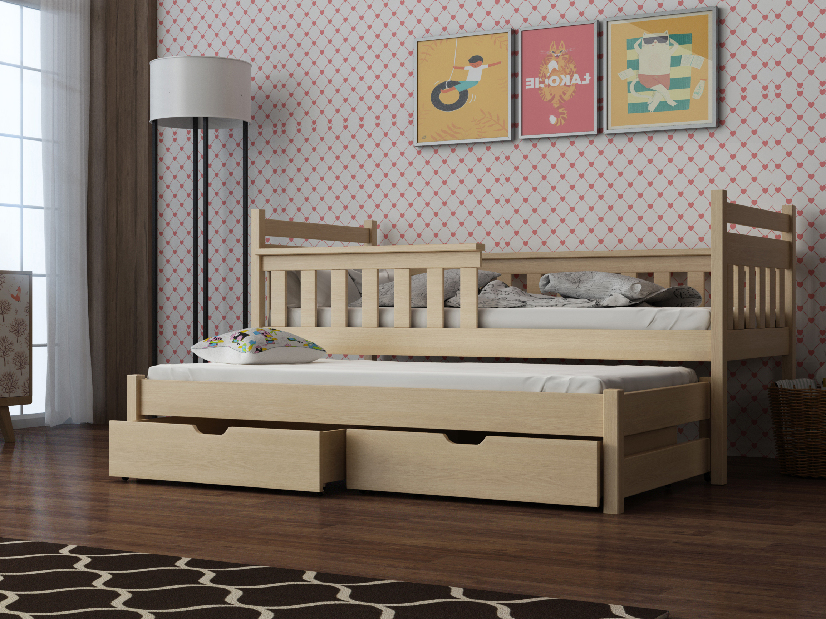 Dětská postel 80 cm DORIA (s roštem a úl. prostorem) (borovice)