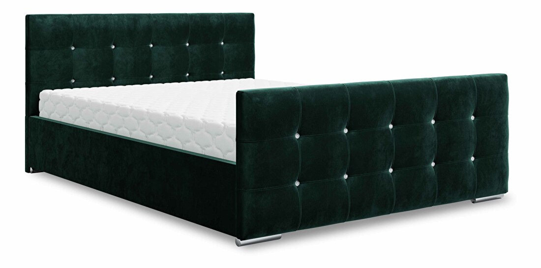 Manželská postel 140 cm Darrin (tmavě zelená) (s roštem a úložným prostorem)