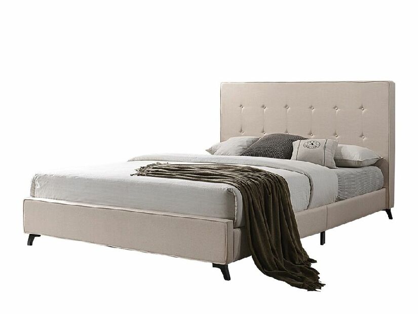Manželská postel 180 cm AMBRE (s roštem) (béžová)