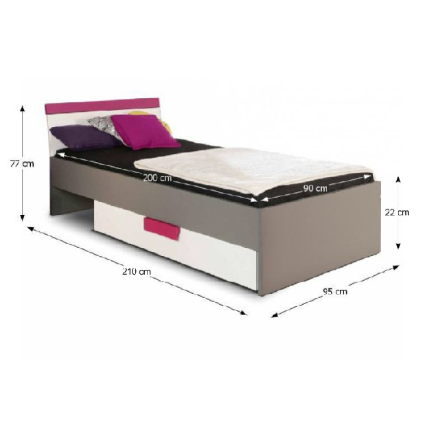 Jednolůžková postel 90 cm Libro Typ 09 LBLL09
