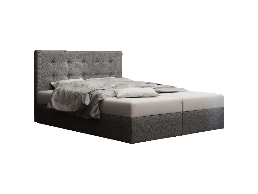 Manželská postel Boxspring 160 cm Duel 1 (šedá) (s matrací a úložným prostorem)