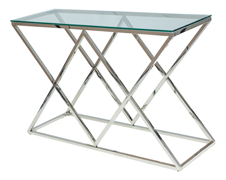 Konzolový stolek Zita (sklo + chromová)