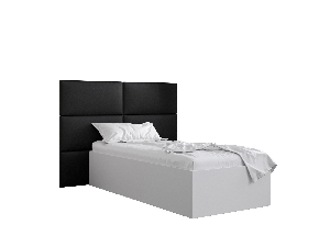 Jednolůžková postel s čalouněným čelem 90 cm Brittany 2 (bílá matná + černá) (s roštem)