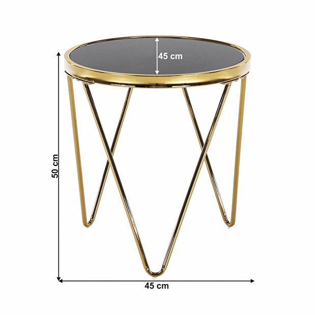 Příruční stolek Valerie (zlatá + černá)