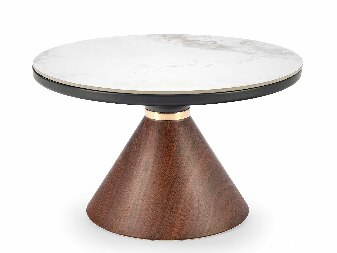 Konferenční stolek Gayle (mramor bílý + ořech + zlatá) *výprodej