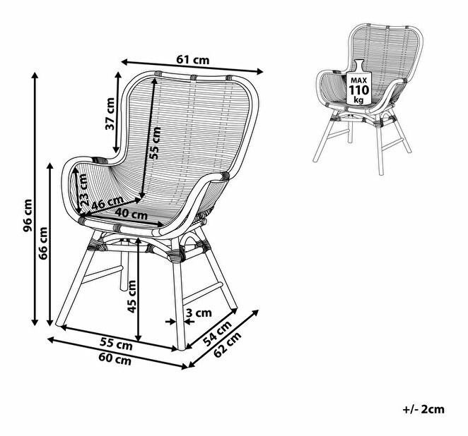 Jídelní židle TOGLO (ratan) (světle hnědá)