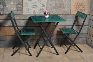 Sada zahradního stolu a židlí (3 kusy) Bonita (zelená + černá)