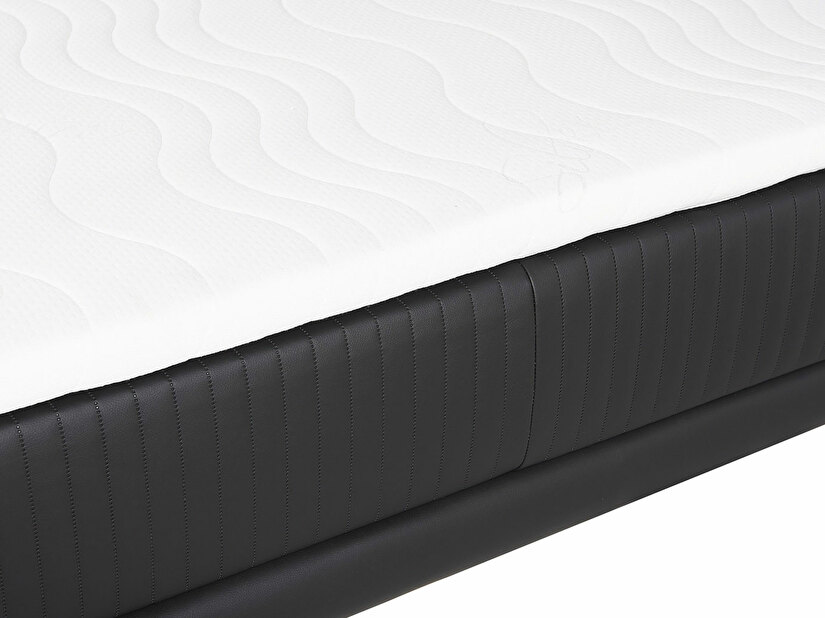 Kontinentální postel 180 cm MADOM (syntetická kůže) (černá) (s roštem a matrací)