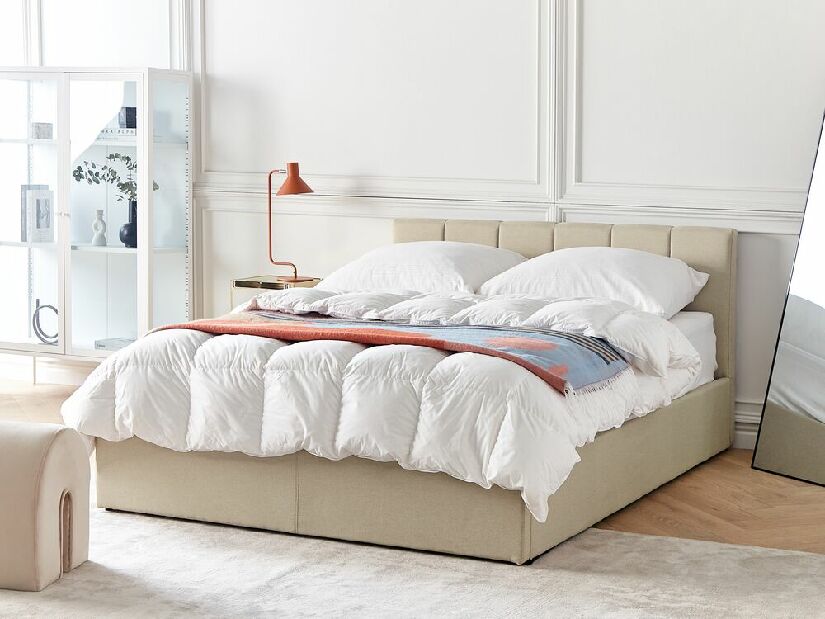 Manželská postel 140 cm Dabria (béžová) (s roštem) (s úl. prostorem)