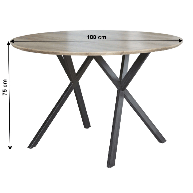 Jídelní stůl Papago (pro 4-6 osob) (dub šedý + černá)