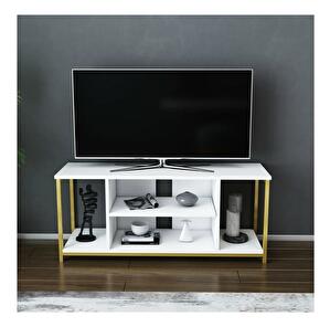 TV stolek/skříňka Hella (bílá + zlatá)