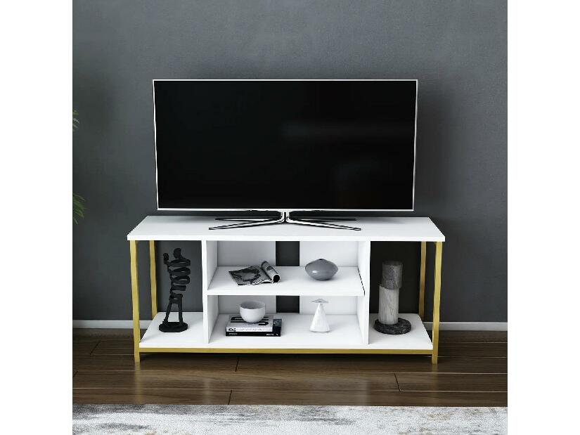 TV stolek/skříňka Hella (bílá + zlatá)