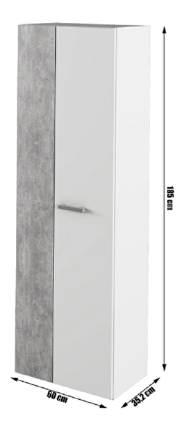 Šatní skříň Simmo (bílá + beton)