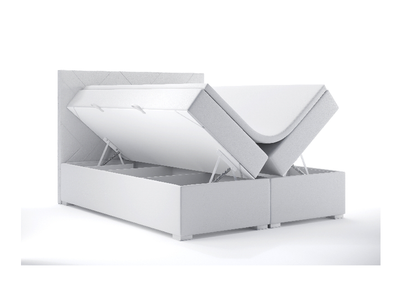 Manželská postel Boxspring 140 cm Melo (bílá ekokůže) (s úložným prostorem)