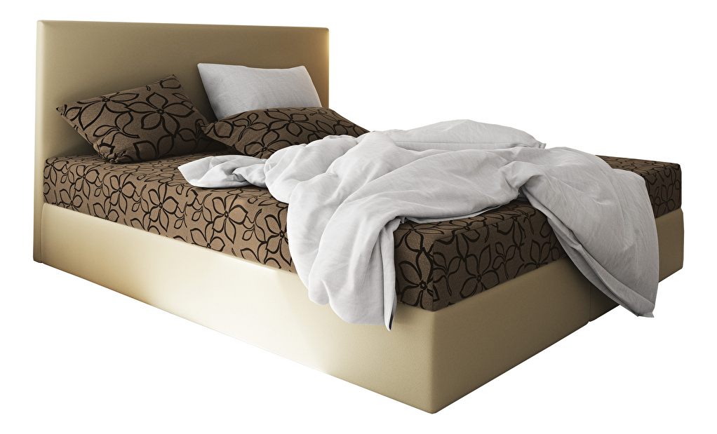Manželská postel Boxspring 140 cm Lilac (vzor + béžová) (s matrací a úložným prostorem)
