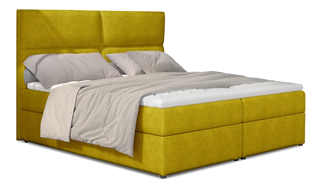 Kontinentální postel 145 cm Alyce (žlutá) (s matracemi)