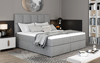 Manželská postel Boxspring 160 cm Galasa (světle šedá) (s matracemi a úl. prostorem)