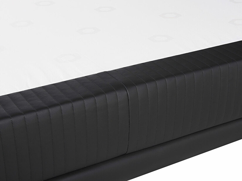 Kontinentální postel 180 cm MADOM (syntetická kůže) (černá) (s roštem a matrací)