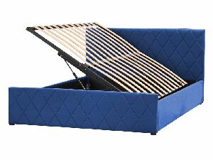 Manželská postel 140 cm Rhett (modrá) (s roštem a úložným prostorem)