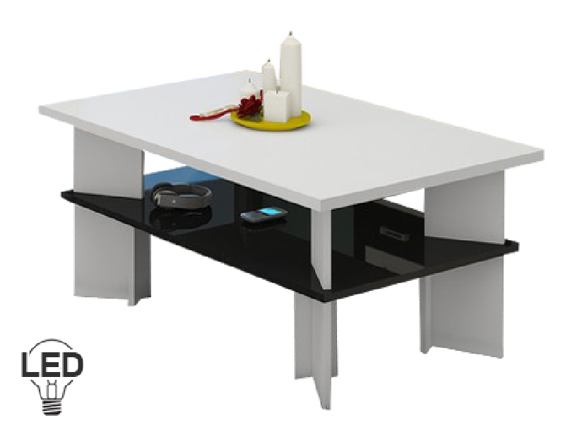 Konferenční stolek Vectra 2 (bílá + lesk černý) *výprodej