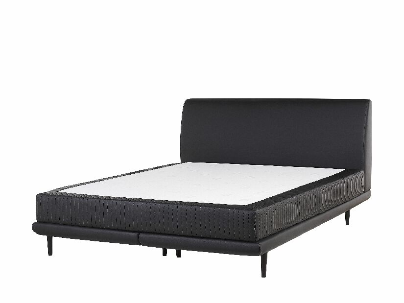 Kontinentální postel 160 cm MADOM (syntetická kůže) (černá) (s roštem a matrací)