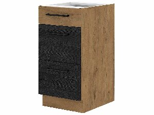 Dolní kuchyňská skříňka Virion 40 D 3S BB (dub lancelot + tmavé dřevo)