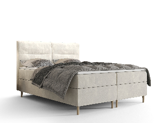 Manželská postel Boxspring 140 cm Saruta (béžová) (s matrací a úložným prostorem)