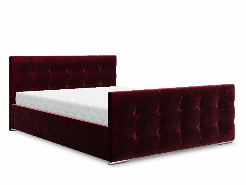 Manželská postel 180 cm Billie (bordó) (s roštem a úložným prostorem)