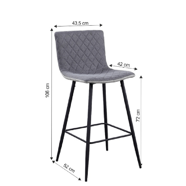 Set 3ks. barových židlí Torguna (šedá) *výprodej