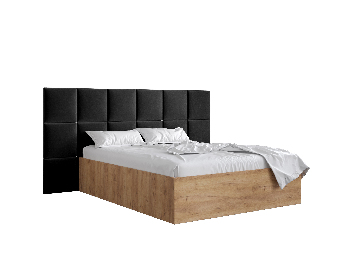 Manželská postel s čalouněným čelem 160 cm Brittany 4 (dub craft zlatý + černá) (s roštem)