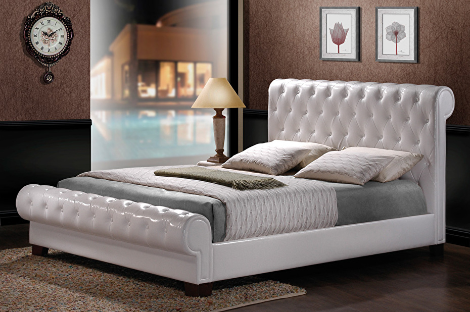 Manželská postel 160 cm Malibu bílá (s roštem)