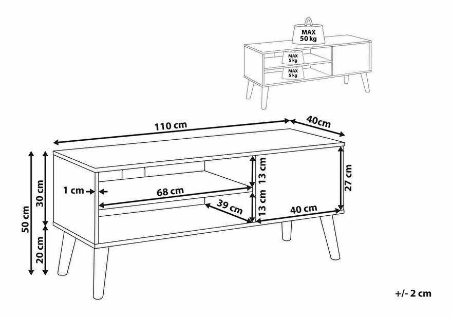 TV stolek/skříňka VALON (tmavé dřevo)