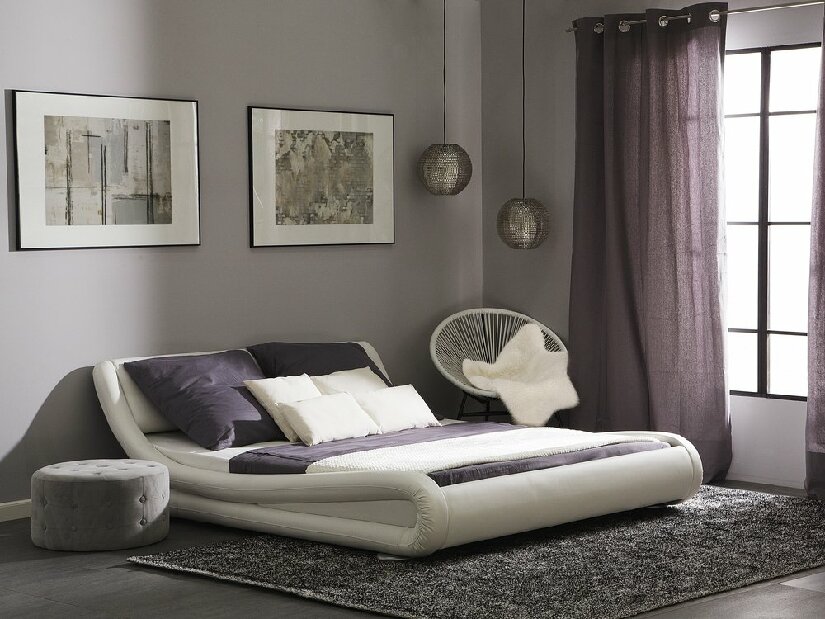 Manželská postel 180 cm AVENUE (s vodní matrací) (bílá) *výprodej