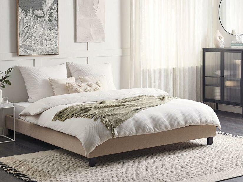 Manželská postel 180 cm ROXENNE (s roštem) (béžová)
