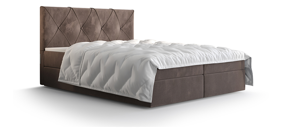Manželská postel Boxspring 180 cm Athena Comfort (hnědá) (s matrací a úložným prostorem)