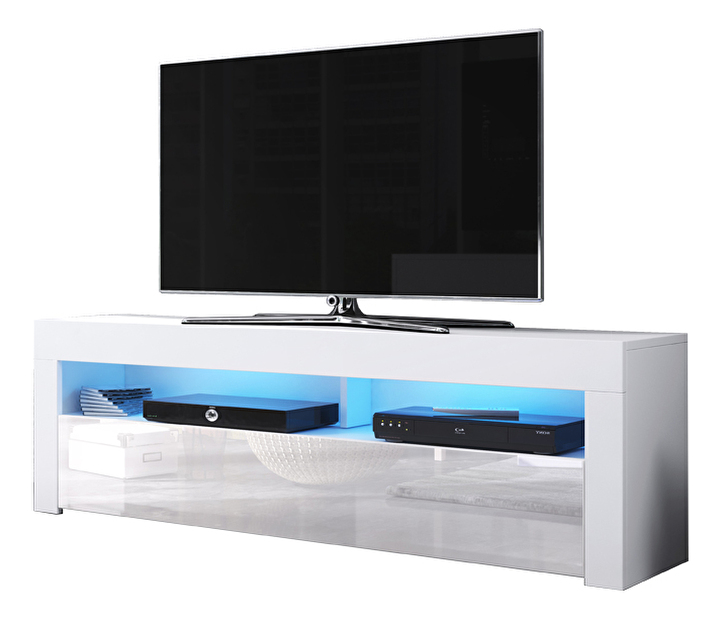 TV stolek/skříňka Mark (bílá matná + bílý lesk)