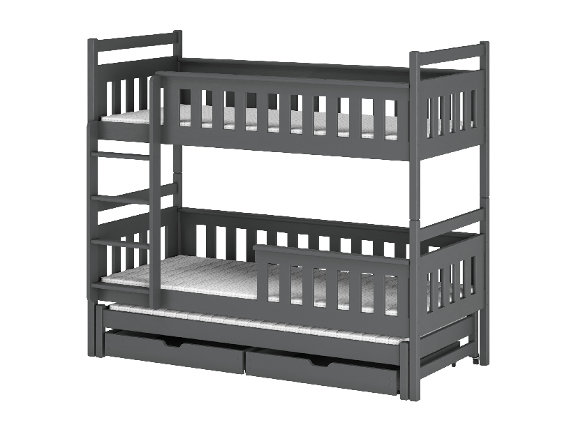 Dětská postel 90 cm KARLA (s roštem a úl. prostorem) (grafit)