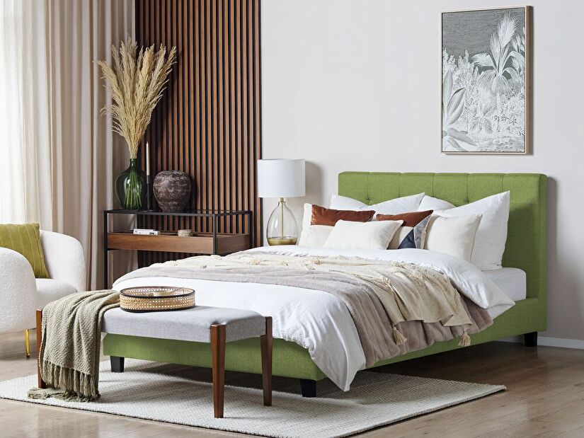 Manželská postel 160 cm Rhiannon (zelená) (s roštem)