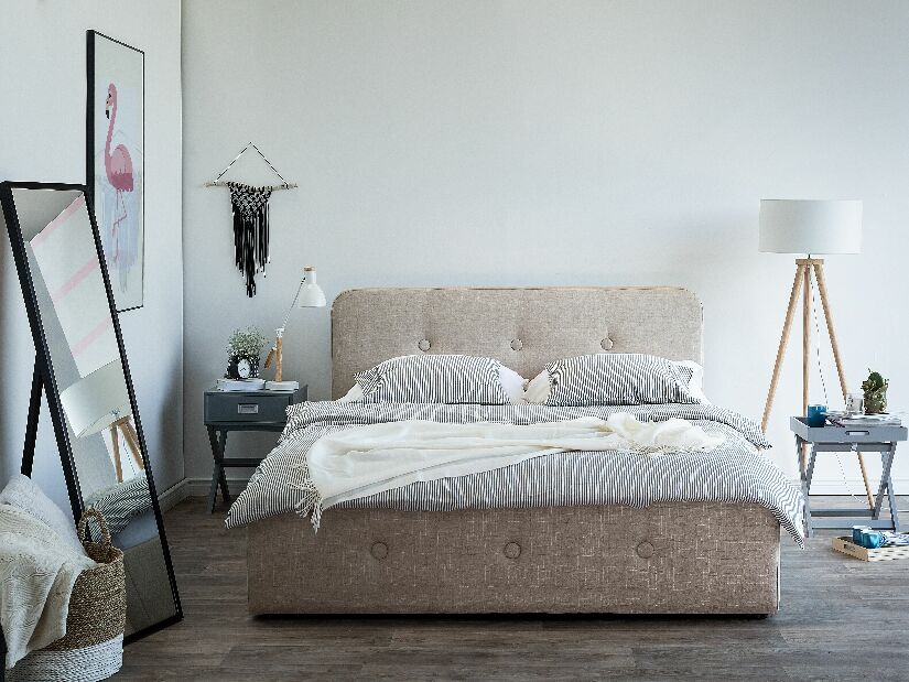 Manželská postel 160 cm ROME (s roštem a úl. Prostorem) (béžová)