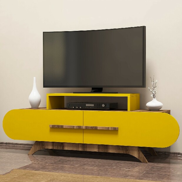 TV stolek/skříňka Roma (Ořech + Žlutá)