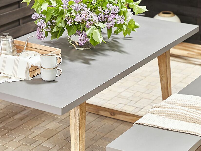 Zahradní stol Olimpie (přírodní + šedá) (pro 2 osoby)