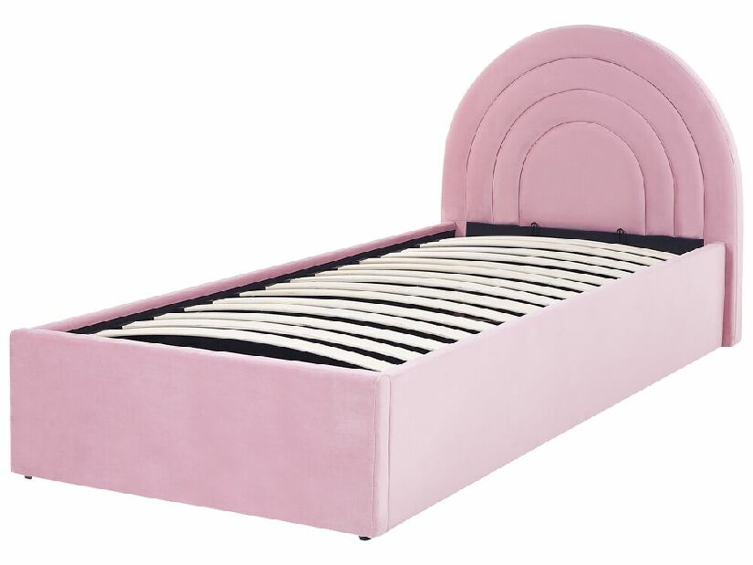 Jednolůžková postel 90 cm Annesile (růžová) (s roštem) (s úl. prostorem)