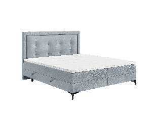 Manželská postel Boxspring 160 cm Hygga (světlomodrá) (s matrací a úl. prostorem)