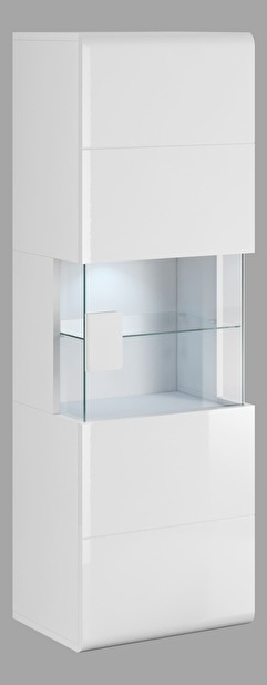 Závěsná vitrína vysoká Tamie Typ 07 (bílá + lesk bílý) (P) *výprodej
