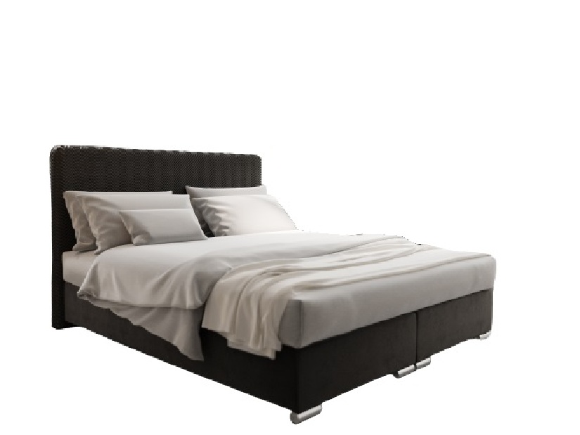 Manželská postel 140 cm Boxspring Penarth Comfort (černá) (s roštem, matrací a úl. prostorem)