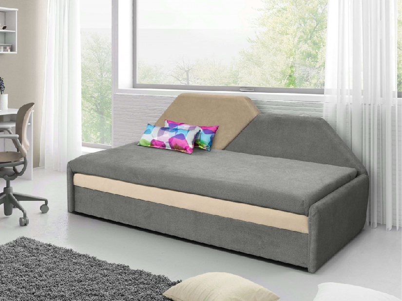 Jednolůžková postel (válenda) 80 cm Maneg (šedá + béžová)